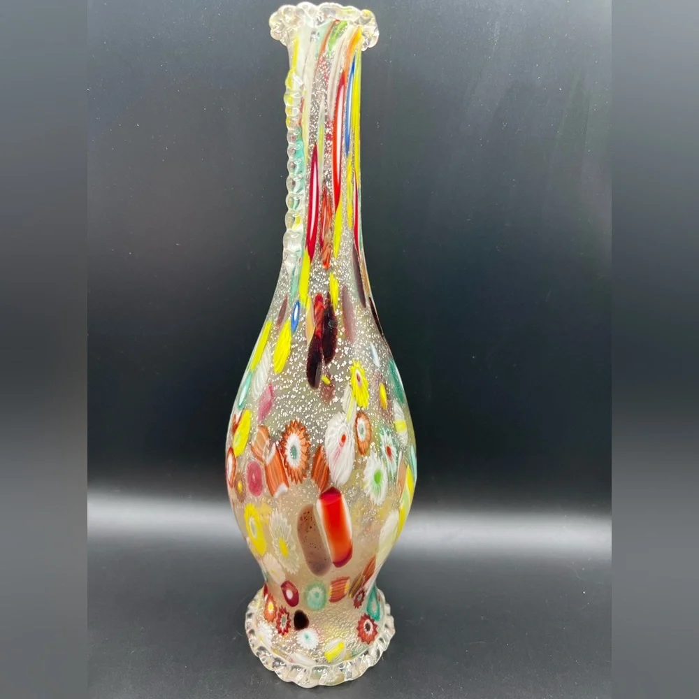 Murano glass millefiori vase or decanter